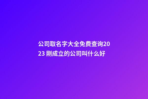 公司取名字大全免费查询2023 刚成立的公司叫什么好